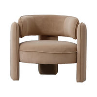 Chaise d'appoint moderne en velours Fauteuil confortable avec 3 pieds pour salon ou chambre à coucher Chaise de lecture kaki