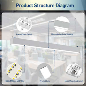 Lampada a Sospensione LED Lineare Collegabile 50/40/35K Selezionabile UL/DLC 24W 30W 32W 40W 50W 60W 70W - Product Image 4