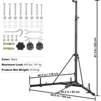 Support de sac de boxe suspendu polyvalent et réglable avec crochet en métal robuste, cadre stable à trois pieds pour garage, sous-sol, salle de sport