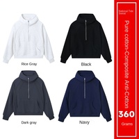 Fabricants de vêtements personnalisé automne mode Simple couleur unie 360g demi-fermeture éclair conception sens hommes sweat à capuche à manches longues