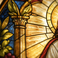 Attrape-soleil décoratif en vitrail religieux représentant l'Annonciation de l'ange, pour suspension sur fenêtre de chapelle