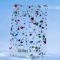 Feuille d'acrylique coulée PMMA à paillettes en vrac pour usine, couleur uniforme et paillettes stables