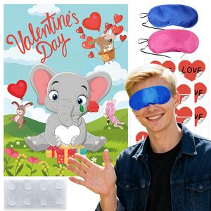 Valentine's Day Blindfold Game <b>Poster</b> Reusable Indoor Party Supplies Heart Shape Custom Size Venue Setup Props - Product Image 1