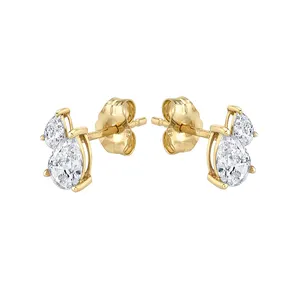 ISUEVA Fashion Jewelry Water Drop Zircon Piercing 18K Gold Plated Stud Earring Women Earrings Jewelry
