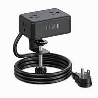 Prise de bureau à fixation par pince avec 4 prises CA, charge rapide PD 20W, mini hub d'alimentation de table 125V avec pince amovible pour meubles