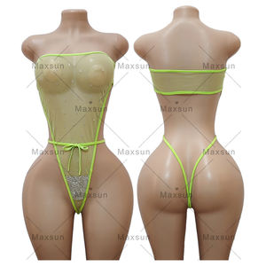 Tenue de <span class=keywords><strong>danse</strong></span> exotique Maxsun : Bikini sexy de designer pour boîte de nuit, avec <span class=keywords><strong>fesses</strong></span> exposées et rehaussées, orné de strass - Product Image 2