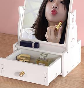 Miroir cosmétique carré en plastique PVC rotatif, miroir de maquillage de bureau pour la <span class=keywords><strong>chambre</strong></span> à coucher et la coiffeuse - Product Image 3