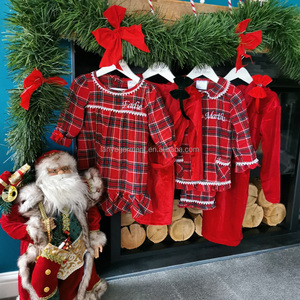 RTS Christmas Tartan Sibling Matching Franela Pijamas Set Pareja Botón Abajo Pijamas Pantalones Set Baby Girl Night Dress Family Pjs - Product Image 1