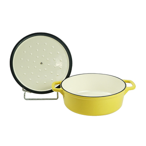 Casserole hollandaise émaillée de couleur 21 cm, casseroles hollandaises <span class=keywords><strong>en</strong></span> <span class=keywords><strong>fonte</strong></span> <span class=keywords><strong>jaune</strong></span>, ensemble de batterie de cuisine <span class=keywords><strong>en</strong></span> <span class=keywords><strong>fonte</strong></span> émaillée de couleur 2,5 QT - Product Image 4