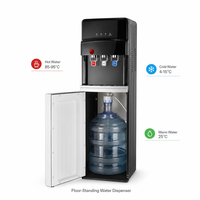 Dispensador de Agua Independiente con 3 Grifos, Agua Fría, Caliente y a Temperatura Ambiente, Enfriador de Agua Potable de Pie para Hogar y Oficina