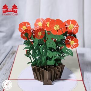 การ์ดอวยพรป๊อปอัพ 3 มิติ ลายดอกคามิลเลียสีแดงสุดหรู สำหรับวันเกิด วันแม่ ของขวัญสำหรับผู้หญิง - Product Image 2