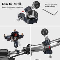 Abrazadera para manillar de motocicleta de aleación de aluminio, 1 ", 25,4mm, rótula, almohadilla de goma, manillar de bicicleta, montaje en poste para GPS, soporte para teléfono móvil