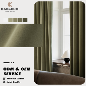 Высококачественные плотные шторы блэкаут из вельвета 230-280 г/м², цвет оливково-зеленый, с ламбрекенами, оптом - Product Image 1