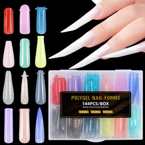 144 pièces pour <span class=keywords><strong>Kit</strong></span> de formes d'ongles en Polygel 12 tailles réutilisables double constructeur <span class=keywords><strong>Gel</strong></span> cercueil ballerine ongles Extension moules Salon doigt conception - Product Image 1