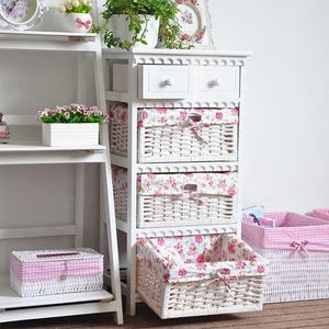 سلة صفصاف الأبيض المنزل فنتوري خزانة مع الخوص الأدراج - Product Image 5