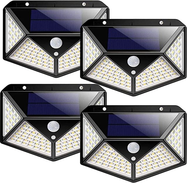 Outdoor 100LED Solar Lamp Motion Sensor Waterproof Sunlight Power Wall Garden Solar Light for Landscape