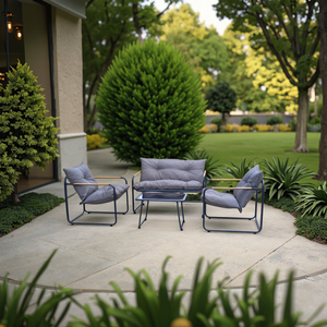 Lujo ajustable gris oscuro marco de metal aluminio jardín sofá muebles para cenar en Hotel Villa jardín al aire libre sala de estar conjunto - Product Image 6