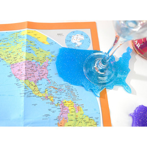 C-0433 Carte moule DIY miroir cristal colle chute sept continents coaster moule spot intercontinental moule en silicone - Product Image 5