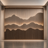 Paravent Moderne en Acier Inoxydable Étanche avec Paysage Montagneux Découpé au Laser et Éclairage LED pour Mariages, Villas et Halls d'Hôtels