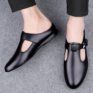Scarpe Estive da Uomo in Pelle Traforata con Suola Morbida, Design Piatto a Mezzo Calzino con Chiusura Slip-On per la Stagione Autunnale - Product Image 2