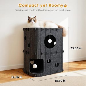 Casa para Gatos de Fieltro de 2 Pisos, Condominio Interior Grande con Túnel Acogedor y Escondite para Hogares con Varios Gatos (17.7 x 14.4 x 23.6 Pulgadas) - Product Image 4