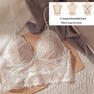 Ensemble de lingerie féminine sexy en dentelle de haute qualité, soutien-gorge triangle et culotte U-back - Product Image 3