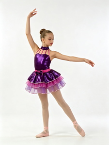 Robe de ballet tutu métallique pour filles, jupe en <span class=keywords><strong>tulle</strong></span> à volants, en spandex/nylon, imprimé numérique, costume de scène pour enfants - Product Image 1