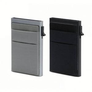 กล่องใส่บัตรโลหะขนาดเล็กป้องกัน RFID แบบป๊อปอัพ พร้อมที่เก็บเงินสดและบัตรแบบติดด้วยตัวเอง สำหรับผู้ชายและผู้หญิง - Product Image 1
