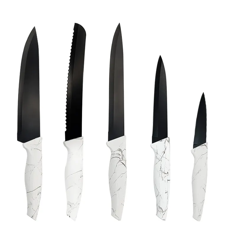Set di coltelli da cucina con logo personalizzato all'ingrosso Set di coltelli antiaderenti