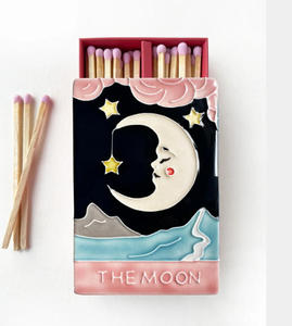 Scatole di fiammiferi personalizzate in ceramica a forma di luna, scatole di fiammiferi personalizzate per matrimoni, Natale, cucina, bagno, salotto, decorazioni moderne per la casa - Product Image 1