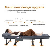 Lit de camping pliable avec matelas épais, lit de couchage portable, poche de rangement, durable, respectueux de l'environnement, pour l'extérieur