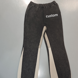 กางเกงวอร์มคาร์โก้ผู้ชายสไตล์ย้อนยุคผ้าคอตตอนทรงหลวมขอบฝอย - Product Image 5