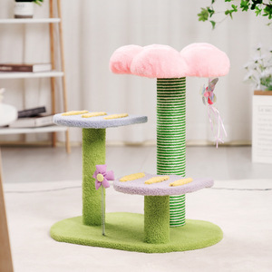 Flower Shaped <b>Cat</b> Tree 2 Levels Sisal <b>Scratching</b> <b>Post</b> With Platforms And Toys <b>For</b> <b>Cats</b> - Product Image 5