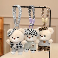Jouets en peluche : Porte-clés ours mignon et dodu de 15 cm, rembourré en coton PP, tendance, unisexe, accessoires vestimentaires pour fêtes, pendentifs de sac à dos