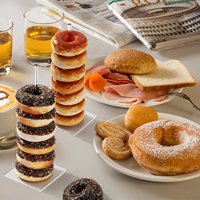 Porte-beignets en acrylique portable personnalisé et support à bagel pour les fêtes d'anniversaire, de mariage et de Noël-Présentoir transparent pour beignets