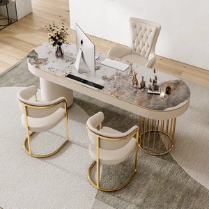 Italiano de lujo Simple Rock Board estudio Escritorio de escritura diseño moderno Metal mármol para oficina sala de estar salón de belleza médico - Product Image 3