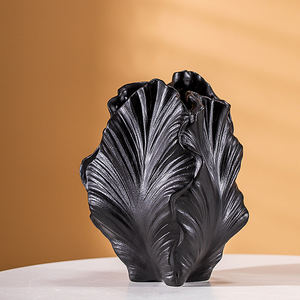 Vase à fleurs en céramique moderne de style campagnard français, design 2024, crème-noir, pour la décoration de la maison, vase de mariage - Product Image 4