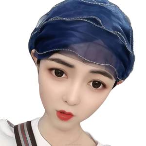 Fashionable multi-color polyester plain fabric scarf, breathable and eco-friendly pullover hat, Islamic Malaysian button-style - Product Image 4