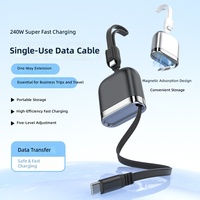 Cable Retráctil de Nailon Trenzado de 240W, Extensible, para Transmisión de Datos y Carga Súper Rápida, con Soporte para Coche