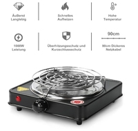 Brûleur à charbon électrique portable 110V 1000W de type droit en plastique, miroir, multifonctionnel, pour chicha, design écologique, USA