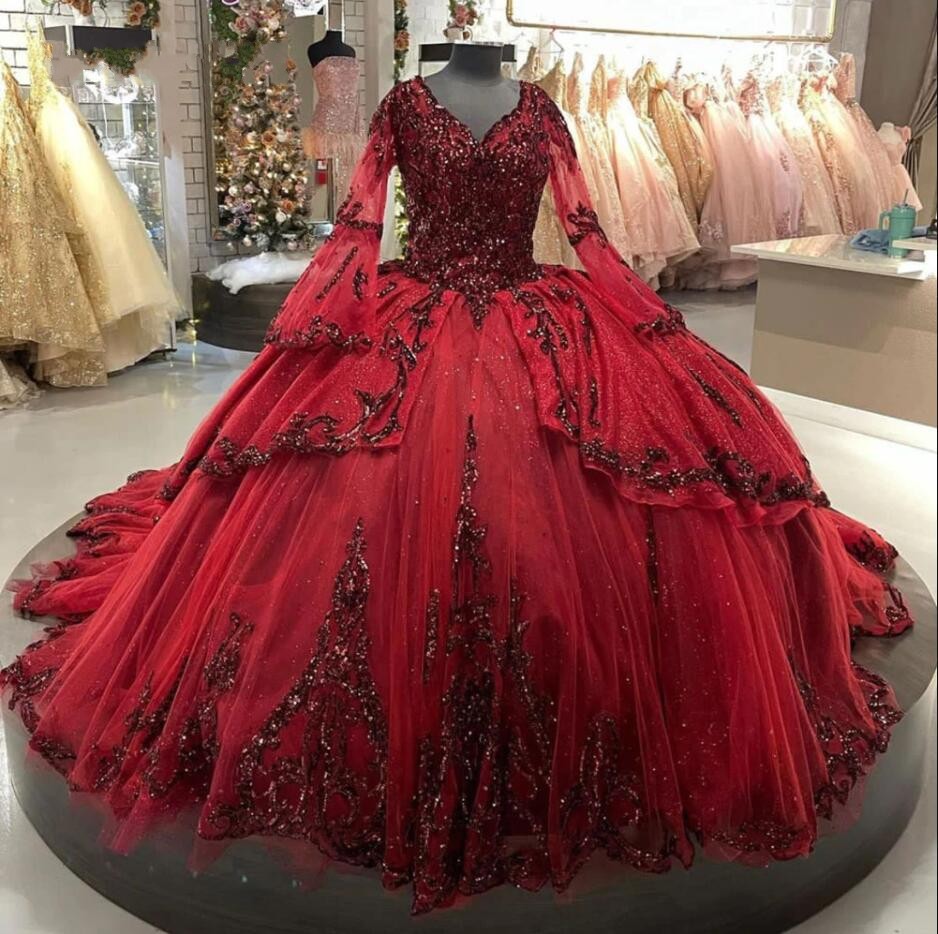 princess polly baby blue dress Appliques Sweet 16 Dress Pageant Gowns Elegant Long Sleeve Burgundy Beaded  Puffy Ball Gown Quinceanera Dresses MQ119| Alibaba.com