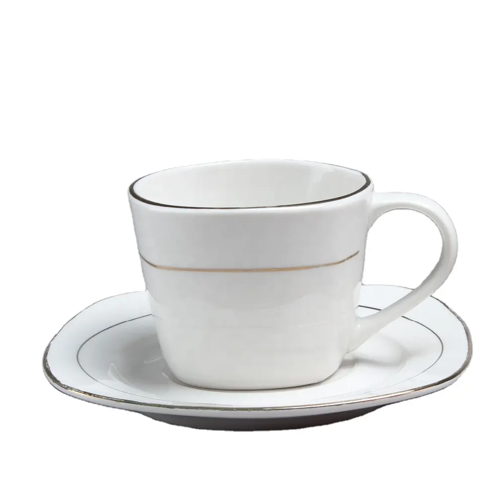 Vaisselle en porcelaine fine et soucoupe à thé, faite à la main, avec logo personnalisé