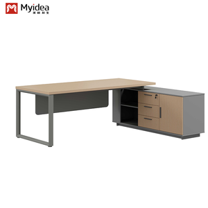 <span class=keywords><strong>Myidea</strong></span> Bureau de direction en L en bois massif avec sous-armoire et plusieurs pieds en acier pour immeuble de bureaux - Product Image 5