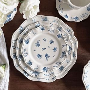 Service de table et assiettes à dessert en céramique, série Luxembourg classique, motif bleu sous glaçure, peint à la main, vaisselle moderne pour la maison - Product Image 5