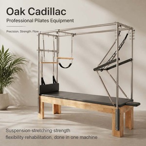 Pilates Reformer avec Tour, Machine Commerciale <span class=keywords><strong>Professionnelle</strong></span> en Chêne pour Studio, Combo Cadillac Fitness - Product Image 2