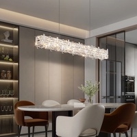 Lustre en cristal de luxe pour salon minimaliste, villa, îlot de cuisine, plafonds hauts, luminaire suspendu décoratif, hauteur réglable