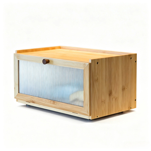 Caja de <span class=keywords><strong>Pan</strong></span> de Bambú para Encimera de Cocina, Organizador de Gran Capacidad con Puerta de Acrílico Magnética, Contenedor Multifuncional - Product Image 1