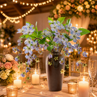 Fleurs artificielles en latex de jasmin et de Malus Spectabilis violettes, modernes, faites à la main, de haute qualité, pour décoration de table de mariage et d'intérieur