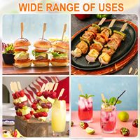 Brochettes en bambou, bâtonnets en bambou plats, brochettes en bois pour barbecue, brochettes jetables de qualité alimentaire pour burgers et sliders