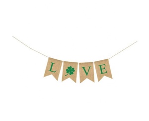 Guirnalda de Arpillera Vintage para Boda, Decoraciones para el Día de San Patricio, 2.8m de Largo, ChenWang HERE'S to LOVE, Guirnalda Irlandesa con Trébol - Product Image 3
